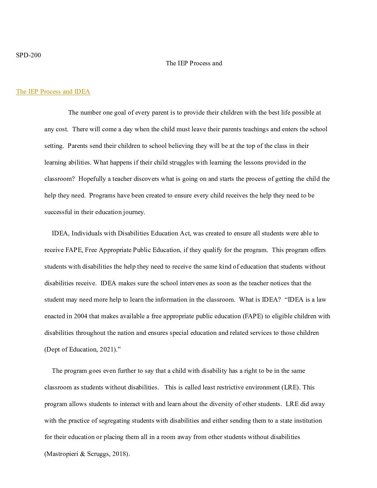 Preview of Topic_1_Assignment_SPD_200_.docx(1)    SPD-200  The IEP Process and   The IEP Process and